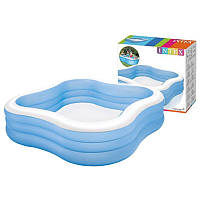 Квадратный надувной бассейн Intex для всей семьи прочный наливной бассейн с надувным дном для дачи переносной