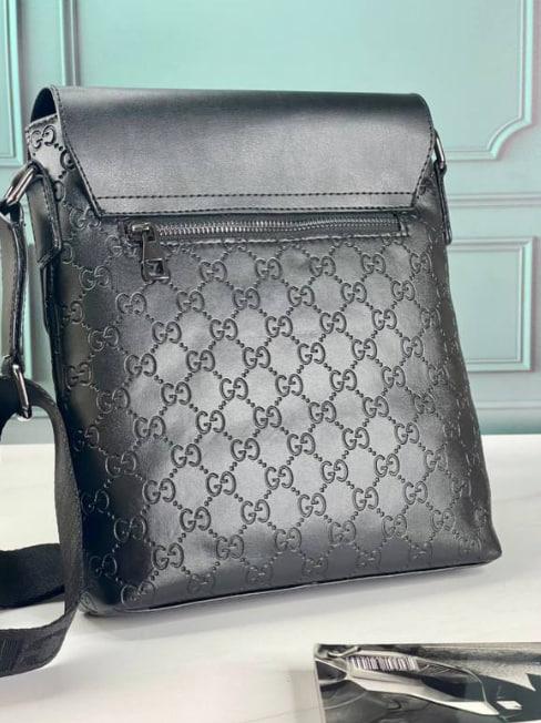 Класическая мужская черная, стильная сумка месенджер через плече высококачественная PU-кожа. Брендованый стиль - фото 7 - id-p2185137695