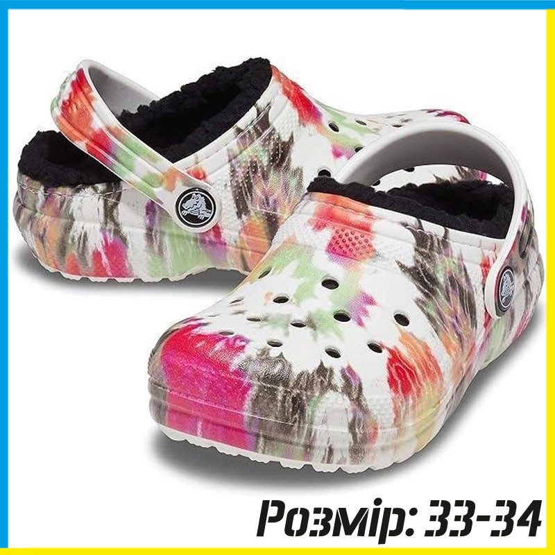 Crocs classic Kids утеплені розмір 33-34 дитяче взуття Крокси зручні вулечні тапочки з хутром для дітей NMS