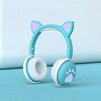 Беспроводные наушники с ушками котика CAT BK1 Bluetooth наушники детские накладные с NMS подсветкой с лапками