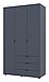 Шафа для одягу Гелар 3 ДСП тридверний (1162х495х2034) графіт, фото 3