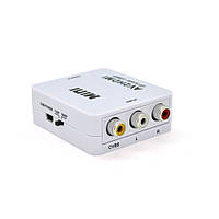 Конвертер Mini, AV to HDMI, ВХОД 3RCA(мама) на ВЫХОД HDMI(мама), 720P/1080P, White, BOX l