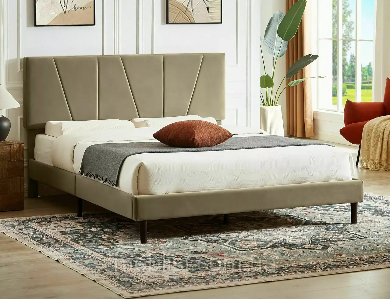 Ліжко 160X200 Savana Velvet tab.40 бежевий (Signal)