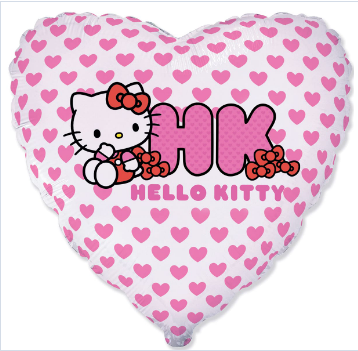 18" Серце фольговане "Hello Kitty" Кітті з серцями