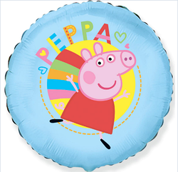 Коло фольговані 18" "Щаслива Пеппа на блактитному" Peppa Pig