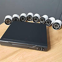 KIT AHD 8CH 1MP проводная система видеонаблюдения на 8 камер, Видео регистратор система безопасности NMS