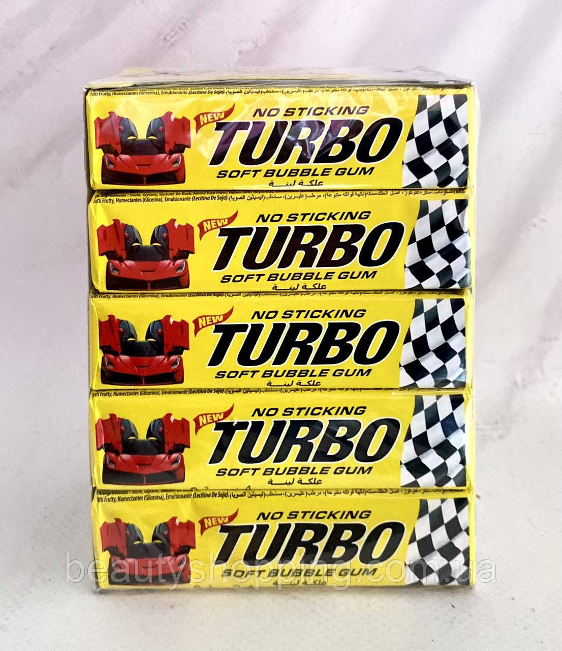 Жувальні гумки Turbo tutti frutti з фруктовим смаком Турбо 400 г 20 стіків (100 шт) Progum Туреччина