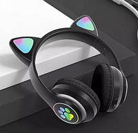 Bluetooth навушники-гарнітура бездротові з котячими вушками з підсвіткою, вбудованим акумулятором мікрофоном NMS