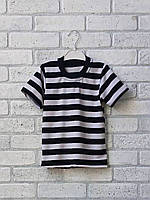 Дитяча футболка в чорно-білій смужку віскоза, футболки для хлопчиків/дівчат