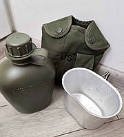 Армійська фляга для води 1л фляга з котелком у чохлі військова фляга з сумкою тактична пластикова 1 л