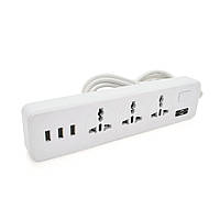 Мережевий фільтр ТВ-Т13, 3 розетки + 3 USB, 2 м, перетин 3х0,75мм, 2500W, White, Box m