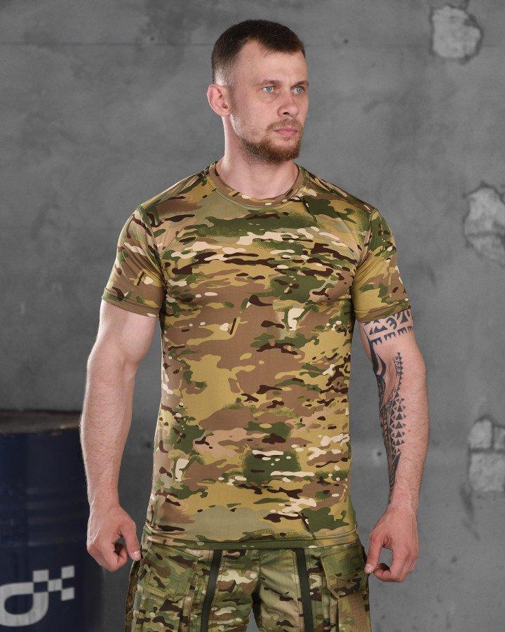 Камуфляжна армійська футболка на літо multicam, Весняна тактична футболка мультикам одяг для ЗСУ