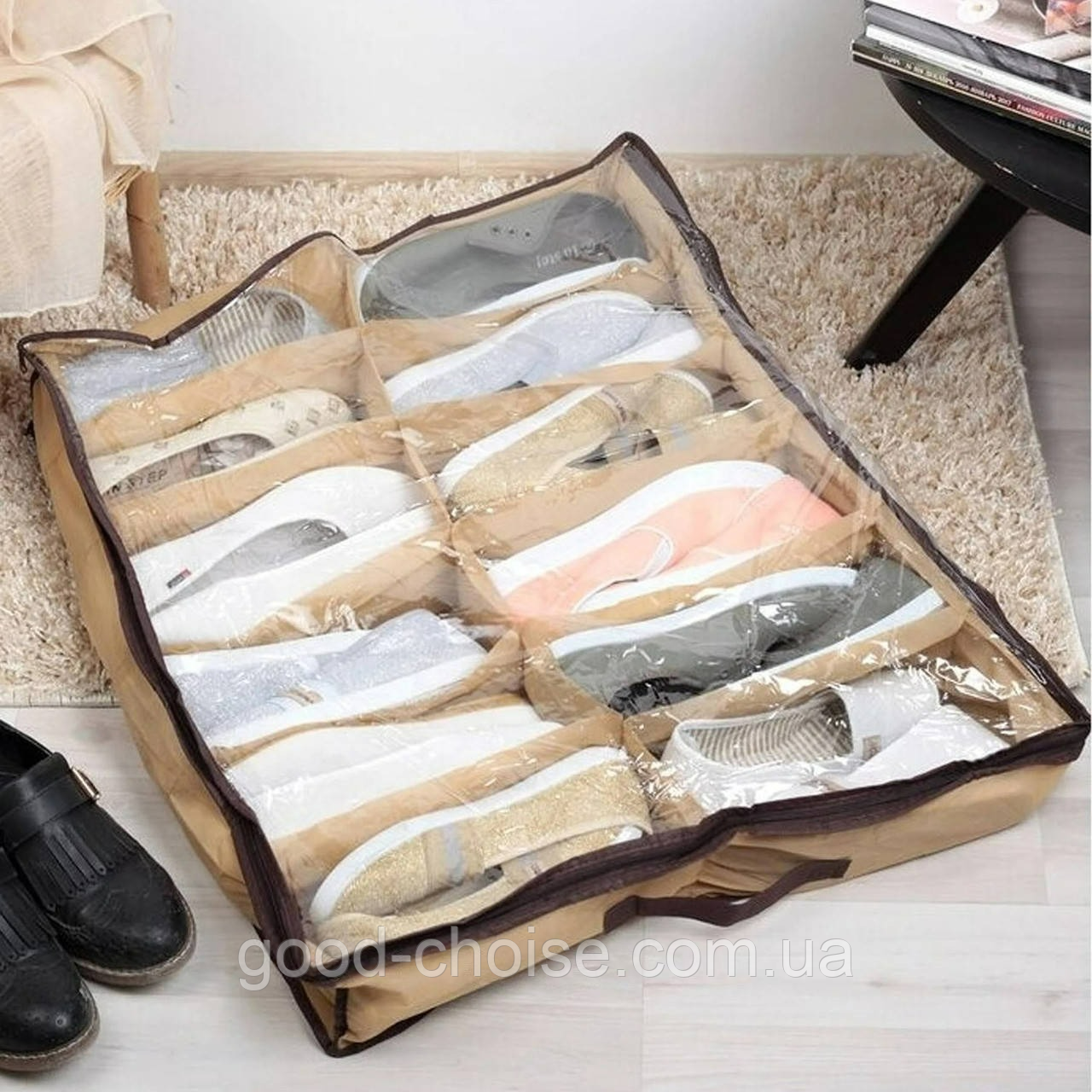 Органайзер для взуття на 12 пар, Shoes Under / Сумка органайзер / Комірки для взуття / Взуттєвий органайзер, фото 1
