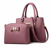 Набір жіноча сумка міні сумочка клатч Комплект 2 в 1 велика та маленька сумка на плече. Фіолетовий Dobuy