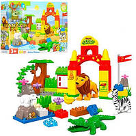 Набор детского игрового конструктора Зоопарк детский на 76 деталей в наборе животные и блоки для строительства