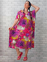Платье - парео оптом длинное пляжное для женщин большого размера (норма, батал) ткань холодок р.46-54