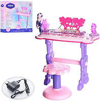 Детский игрушечный синтезатор для девочек на ножках со стульчиков и микрофоном на 37 клавиш NMS