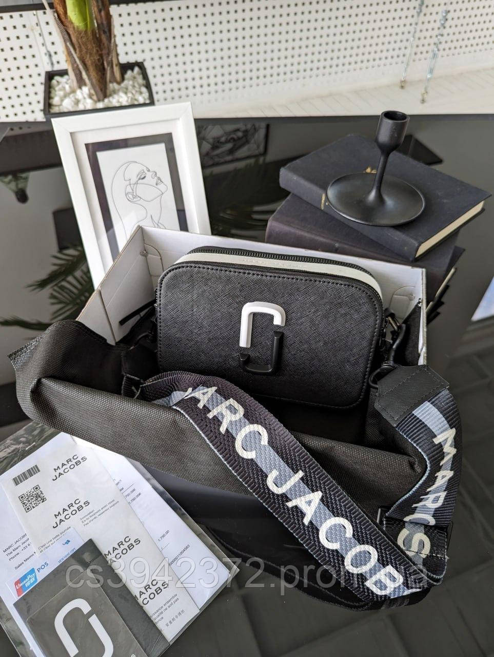 Женская сумочка Marc Jacobs LUX качество черный + матово-белый, вставка черная Марк Джейкобс - фото 5 - id-p2185207910