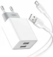 Мережевий зарядний пристрій XO L65 2USB 2.4A + Micro USB White