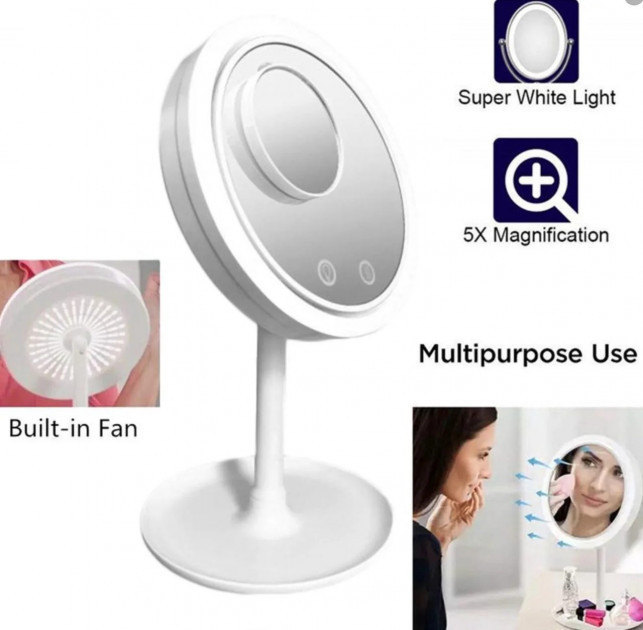 Круглое настольное зеркало с подсветкой и вентилятором Beauty Breeze Mirror WIB435 - фото 4 - id-p2035723715