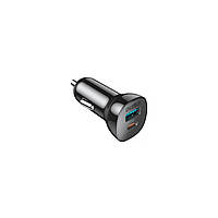 Зарядное устройство Choetech car USB-A/USB-C 20W QC3.0/PD black (TC0005-BK)