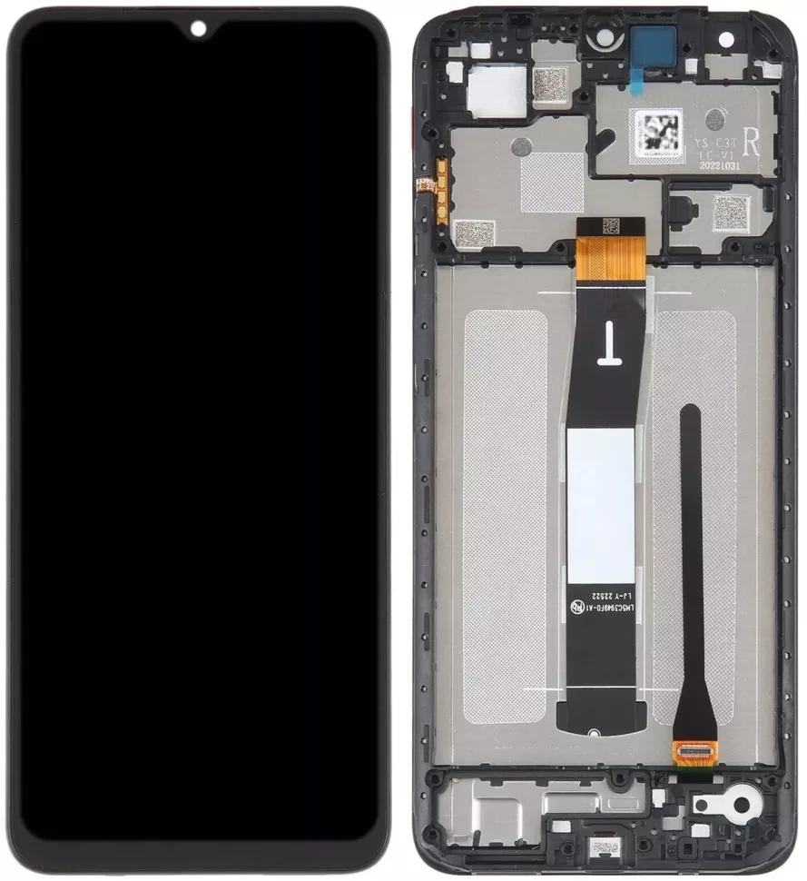 Дисплей для Xiaomi Redmi 12C із сенсором чорний + рамка оригінал (знят із нового телефона)