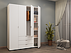 Шафа двостулкова чотиридверна для одягу, шафа з полицями штангою і ящиками у вітальню Doros Гелер 4, фото 3