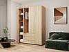 Шафа двостулкова чотиридверна для одягу, шафа з полицями штангою і ящиками у вітальню Doros Гелер 4, фото 6