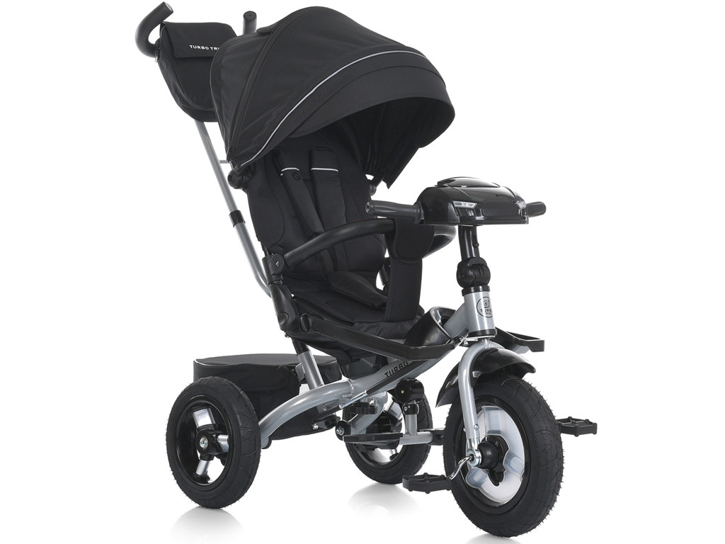 Дитячий триколісний велосипед Turbo Trike MT 1007-1 з поворотним сидінням і батьківською ручкою чорний, фото 1