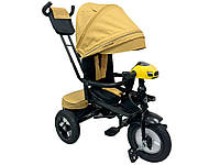 Дитячий триколісний велосипед Turbo Trike MT 1007-10 з поворотним сидінням і батьківською ручкою жовтий