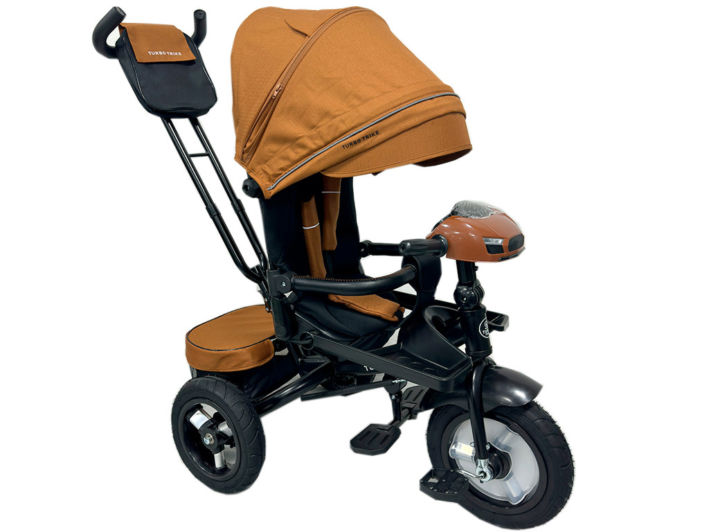 Дитячий триколісний велосипед Turbo Trike MT 1007-11 з поворотним сидінням і батьківською ручкою жовтогарячий, фото 1