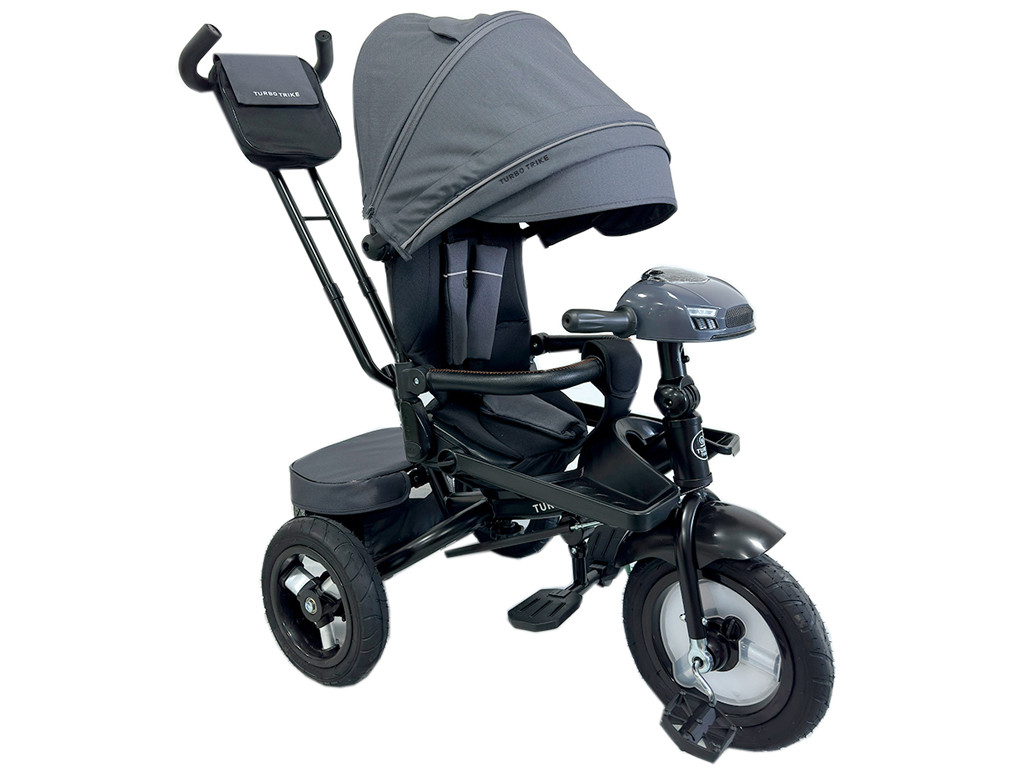 Дитячий триколісний велосипед Turbo Trike MT 1007-2 з поворотним сидінням і батьківською ручкою сірий, фото 1