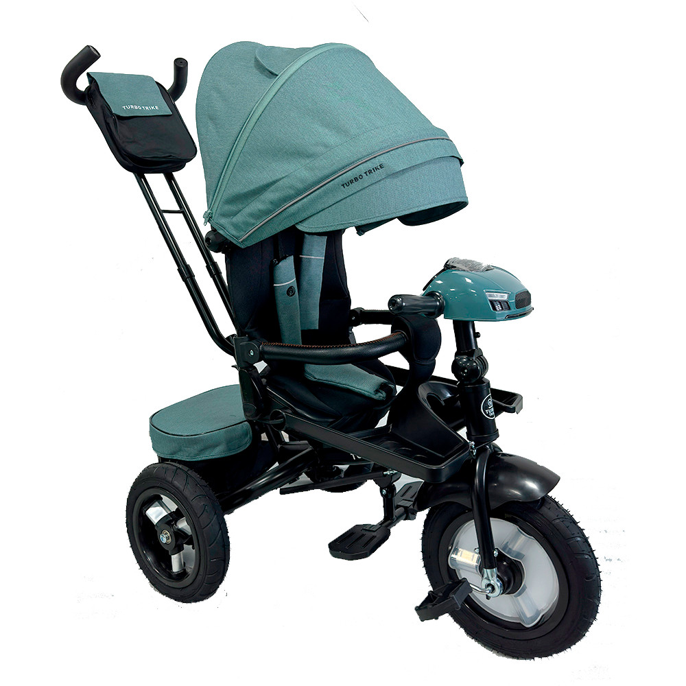 Дитячий триколісний велосипед Turbo Trike MT 1007-3 з поворотним сидінням і батьківською ручкою м'ятний, фото 1
