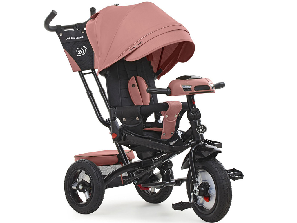Дитячий триколісний велосипед Turbo Trike MT 1007-7 з поворотним сидінням і батьківською ручкою персиковий, фото 1