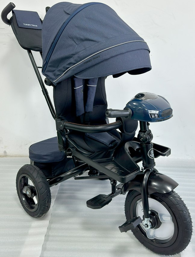 Дитячий триколісний велосипед Turbo Trike MT 1007-9 з поворотним сидінням і батьківською ручкою синій, фото 1