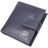 Компактный женский кошелек из натуральной кожи ST Leather Синий Dobuy Компактний жіночий гаманець із