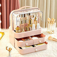 Органайзер для косметики Cosmetic Storage Box / Настольный переносной бокс для хранения косметики Pink WIB435