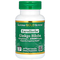 EuroHerbs Ginkgo Biloba Extract European Quality 120 мг California Gold Nutrition 60 капсул