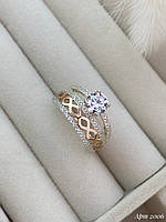 Срібна каблучка з золотом 375п