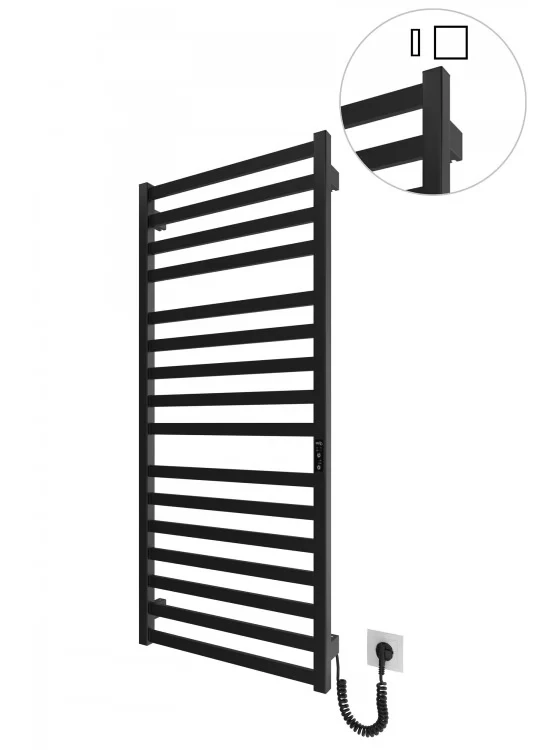 Електрична рушникосушка Mario HF Oxford (Чикаго) 1170х530 Чорний мат, фото 1