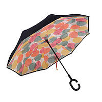 Умный зонт Lesko Up-Brella Кленовый лист ветрозащитный антизонт обратное складывание смарт зонт прочная ткань