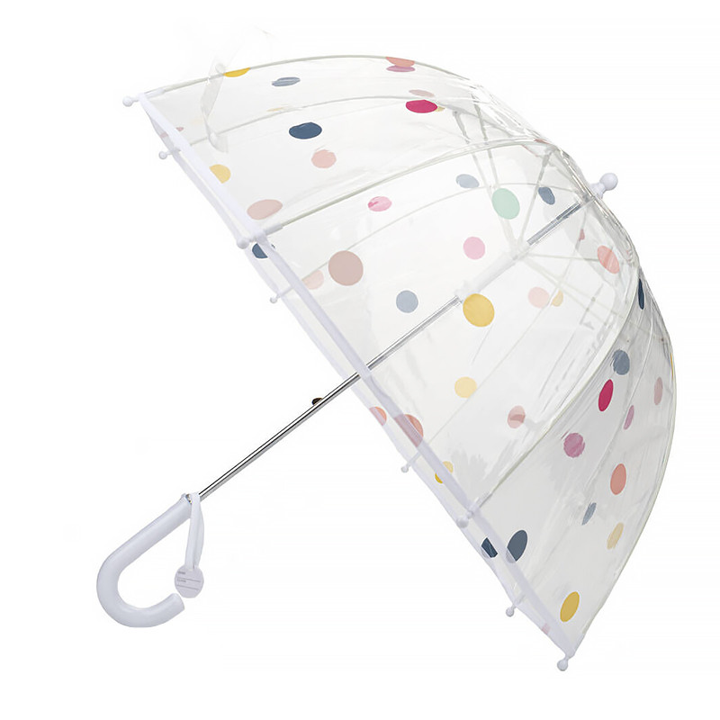 Дитячий парасольку RST RST066 Горошок White прозорий від дощу і вітру тростина