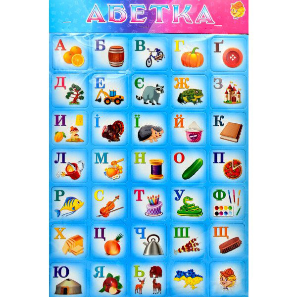 Дитячий плакат навчальний "Абетка" 1144ATS укр. мовою (Блакитний) Dobuy