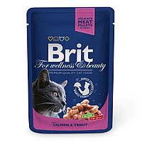 Вологий корм для котів Brit Premium Salmon & Trout pouch 100 г (лосось та форель) l