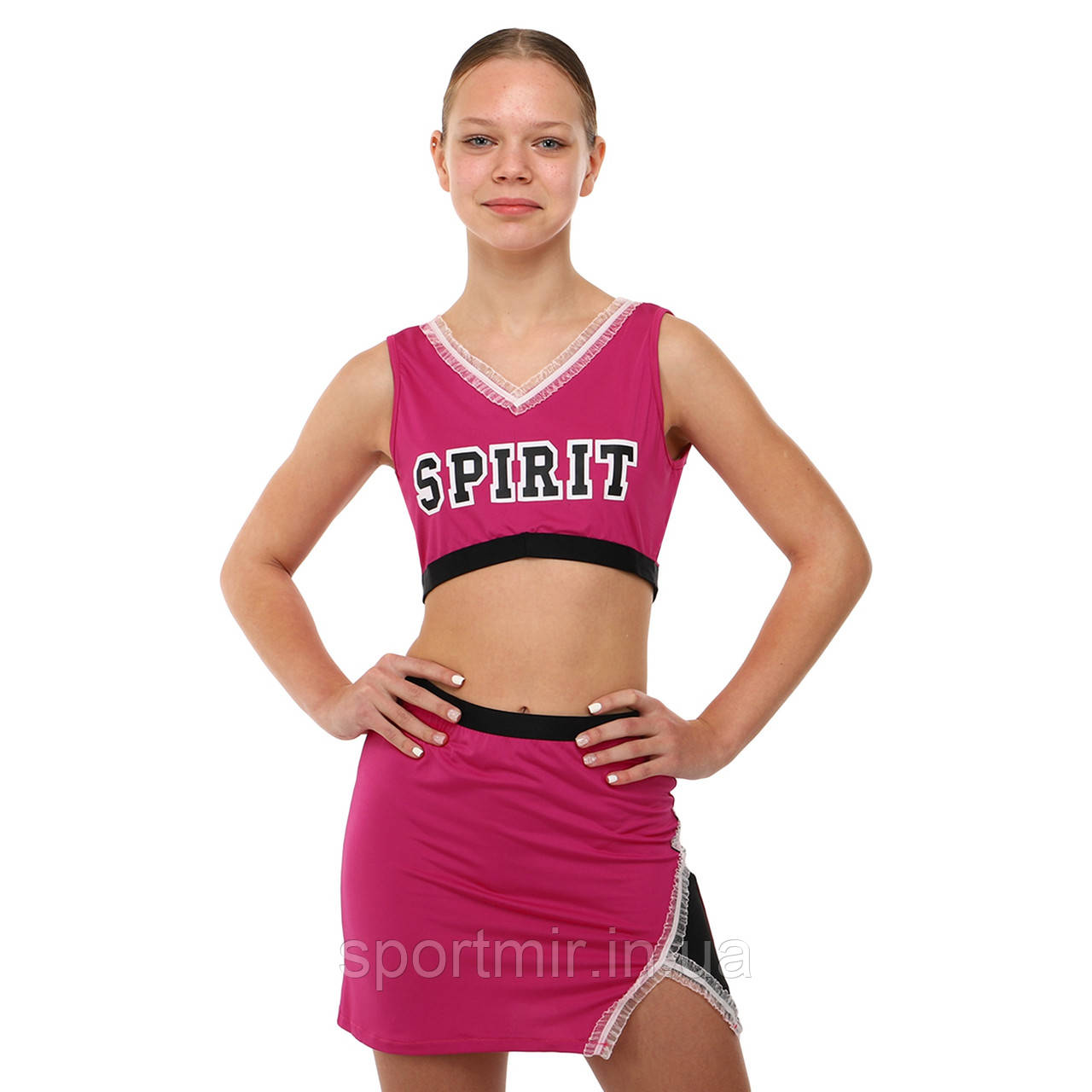 Костюм для чирлідінгу (спідниця, топ, помпони) LIDONG LD-4886 розмір S-M кольори в асортименті, фото 1