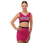 Костюм для чирлідінгу (спідниця, топ, помпони) LIDONG LD-4886 розмір S-M кольори в асортименті, фото 3