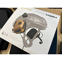 Тактические активные наушники с микрофоном койот earmor M32H MOD3 на шлем фаст, крепление наушников шлему brdg