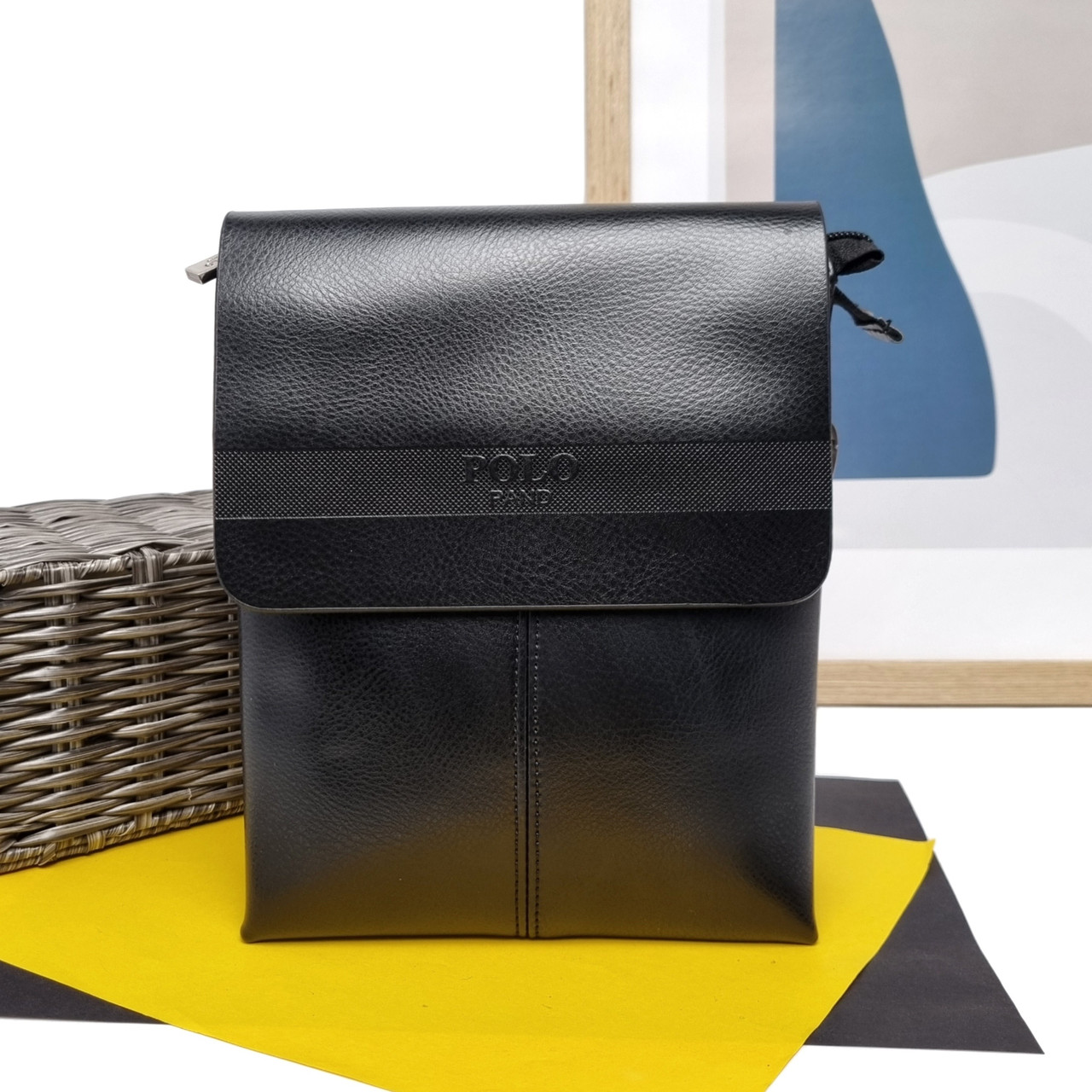 Сумка через плече планшет штучна шкіра чорний Арт.6682-1 black Polo (Китай)