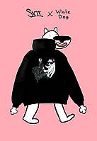 Худи мужское черное с принтом Staff x White Dog Первая Любовь fleece Dobuy Худі чоловіче чорне з принтом Staff