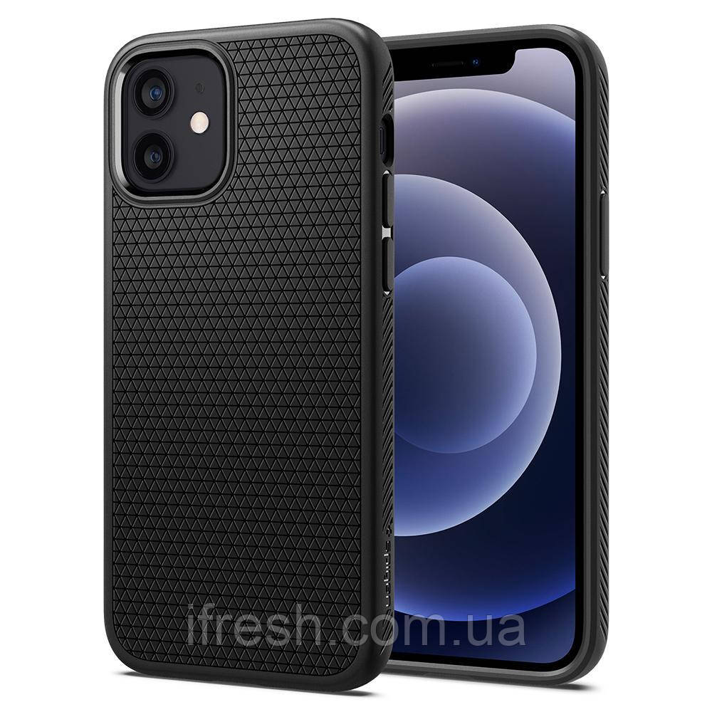 Чохол Spigen для iPhone 12 / 12 Pro — Liquid Air (Пошкоджена упаковка), Matte Black (ACS01701)